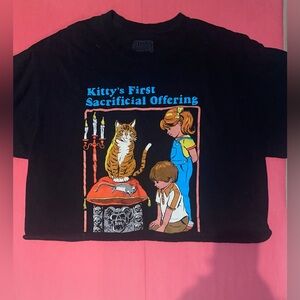 Steven Rhodes- Unisex black graphic tee, cropped. Large